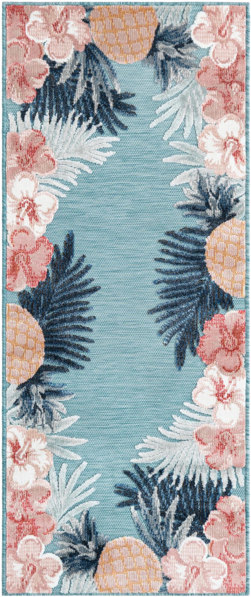 Seaside Blooms Collection Area Rug - Haven Runner Blue  lifestyle 83