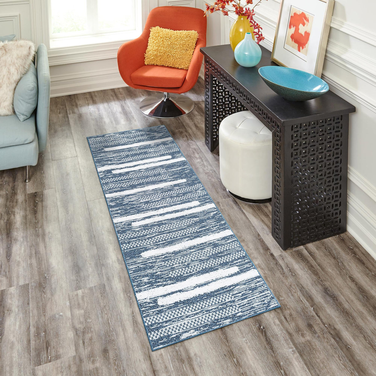 Cathedral Elegance Collection Area Rug - Chapel Runner Navy Blue  lifestyle 72
