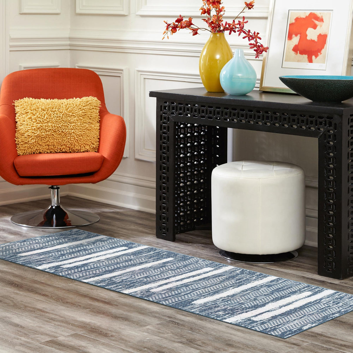Cathedral Elegance Collection Area Rug - Chapel Runner Navy Blue  lifestyle 74