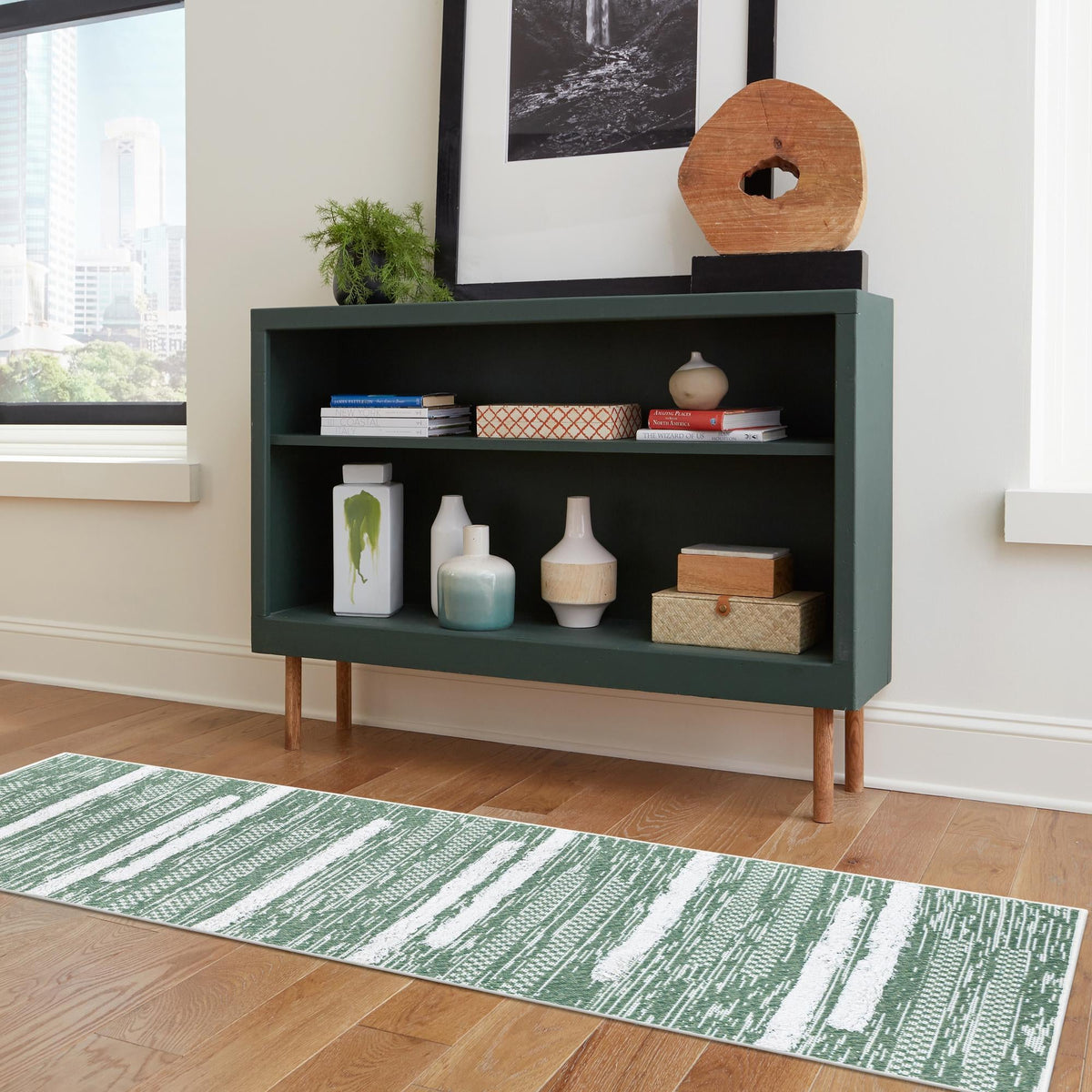 Cathedral Elegance Collection Area Rug - Chapel Runner Green  lifestyle 95