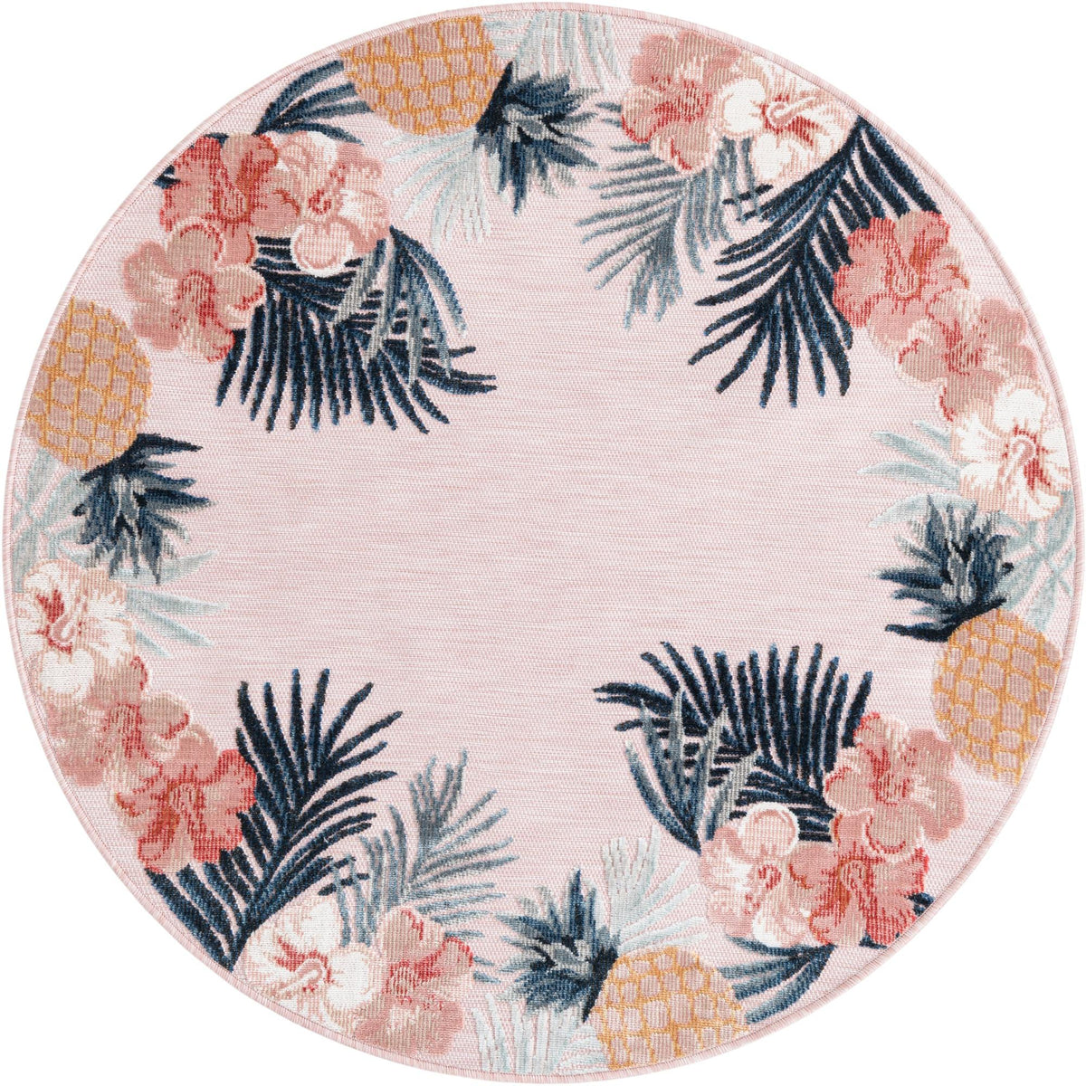 Seaside Blooms Collection Area Rug - Haven Round Pink  lifestyle 85