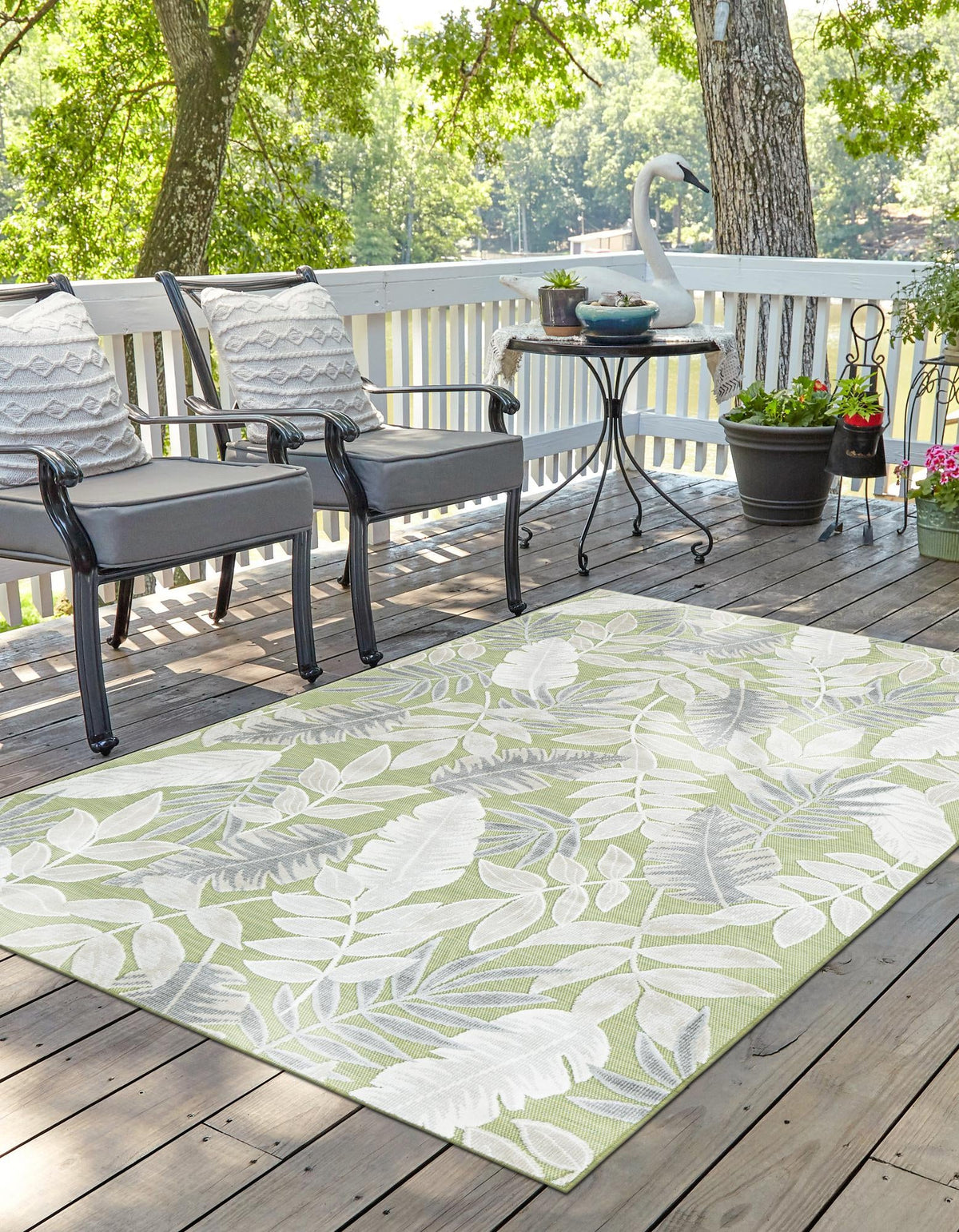 Seaside Blooms Collection Area Rug -  Serene Rectangle Green  lifestyle 7