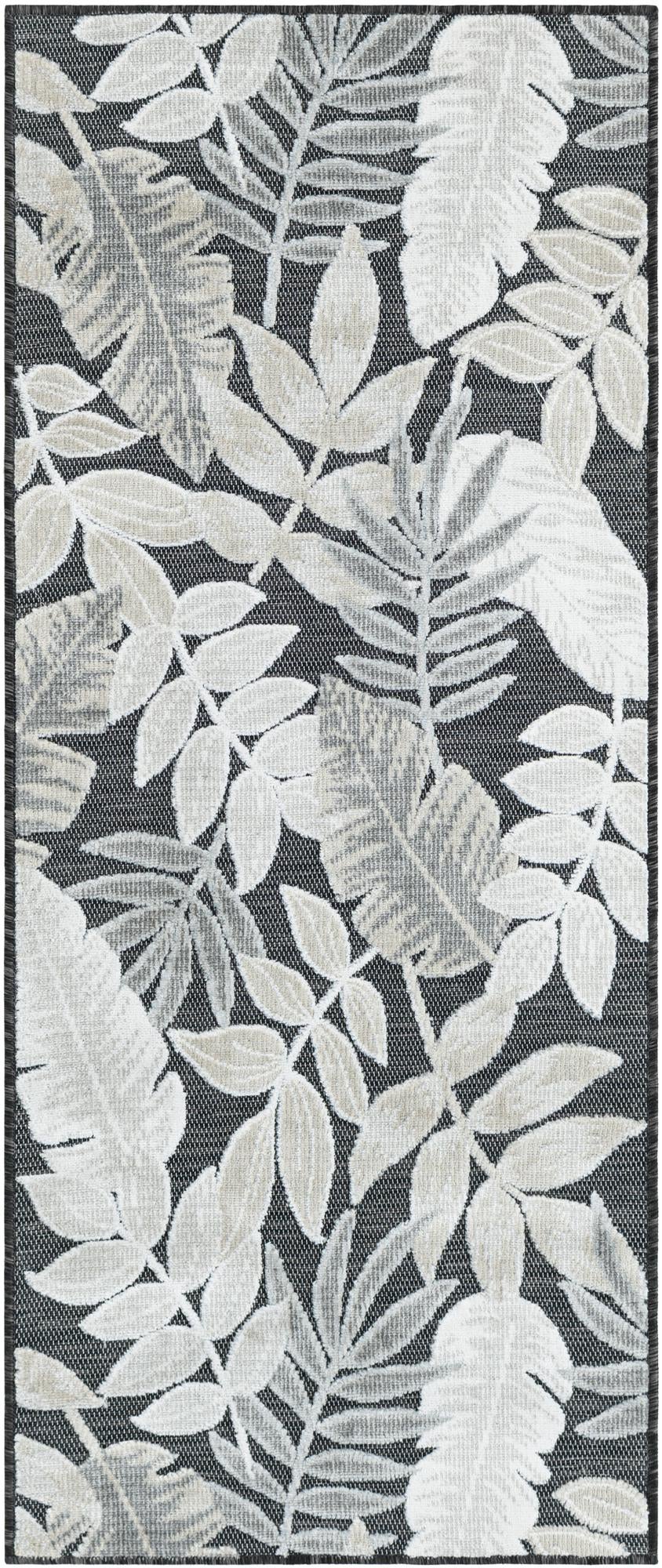 Seaside Blooms Collection Area Rug -  Serene Runner Black  lifestyle 121