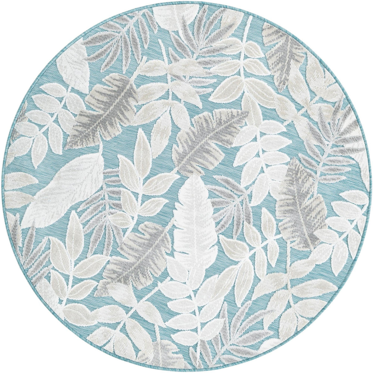 Seaside Blooms Collection Area Rug -  Serene Round Light Blue  lifestyle 128