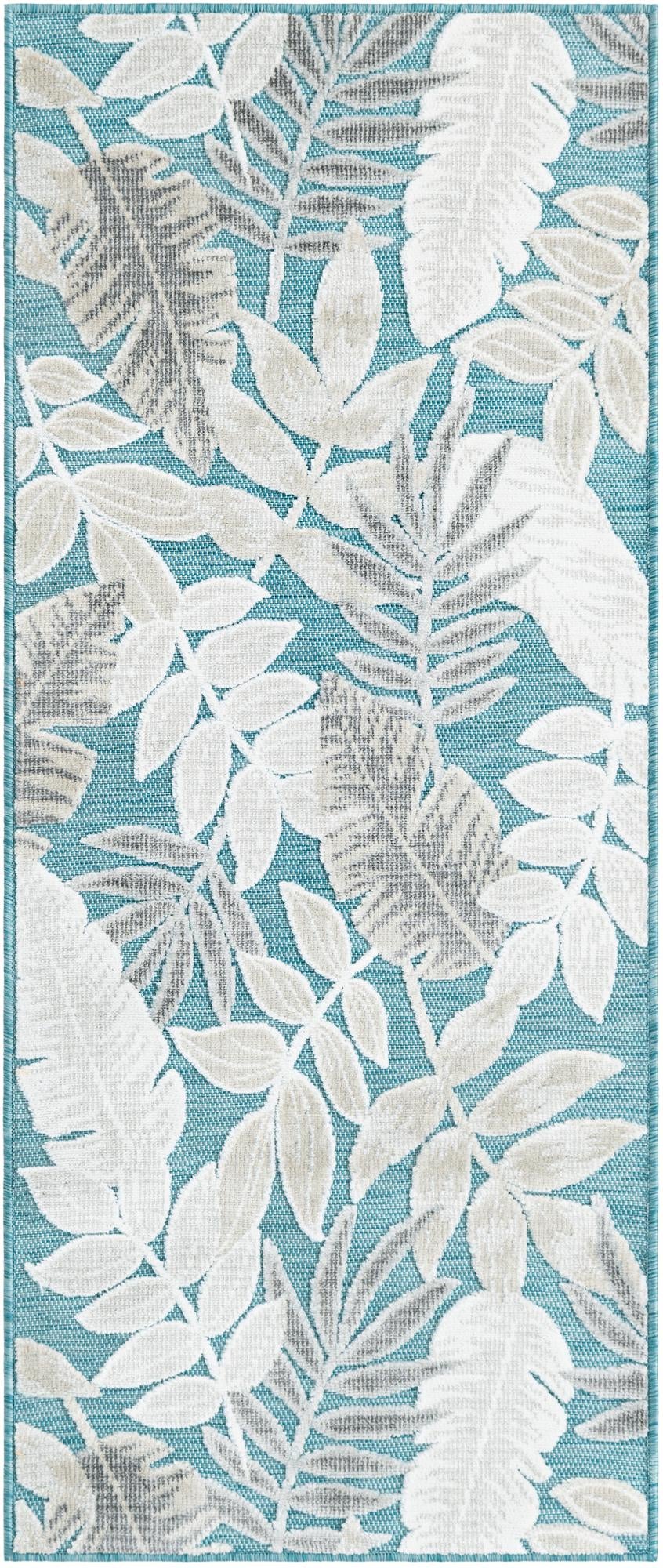 Seaside Blooms Collection Area Rug -  Serene Runner Light Blue  lifestyle 129