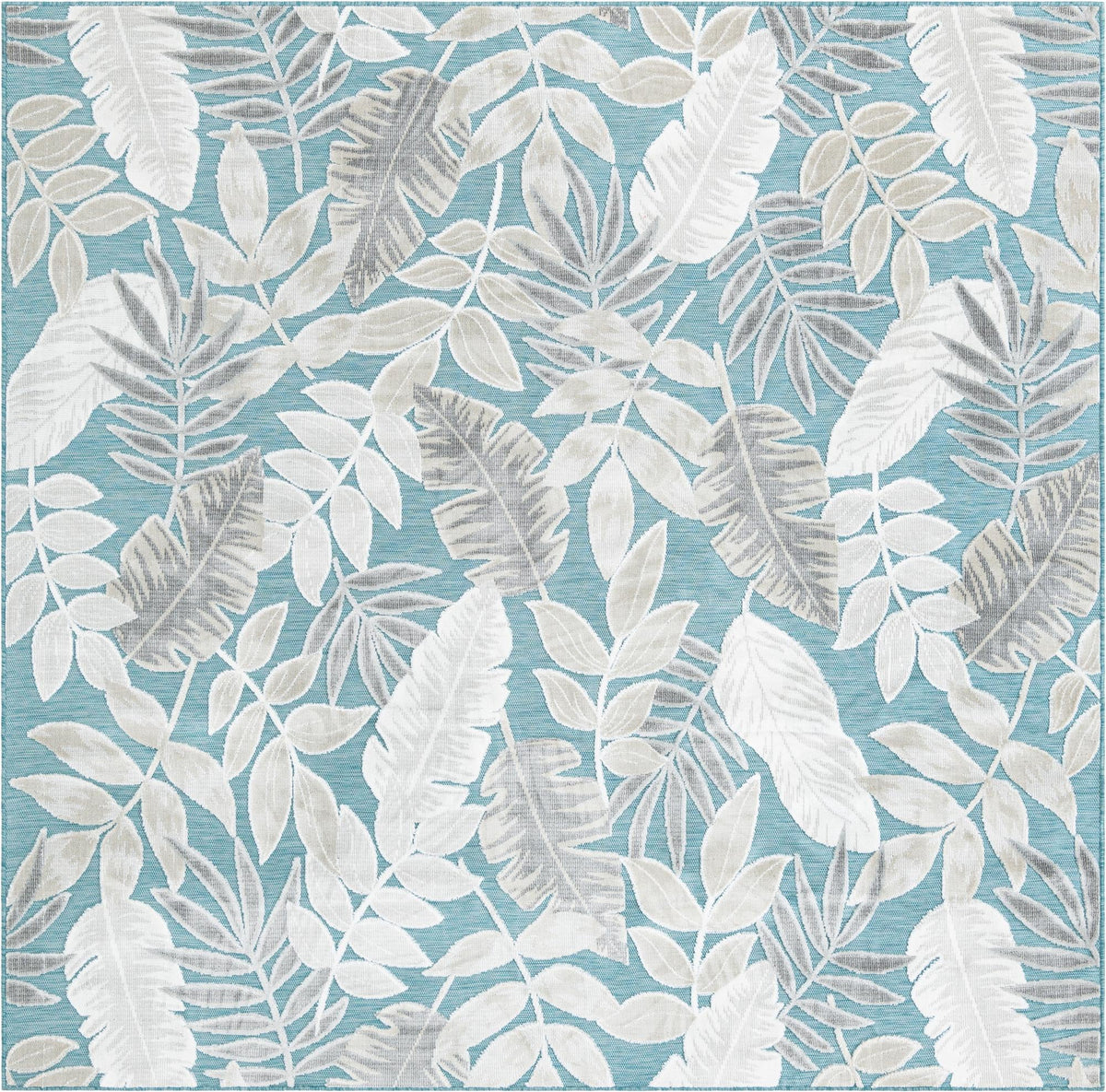 Seaside Blooms Collection Area Rug -  Serene Square Light Blue  lifestyle 130