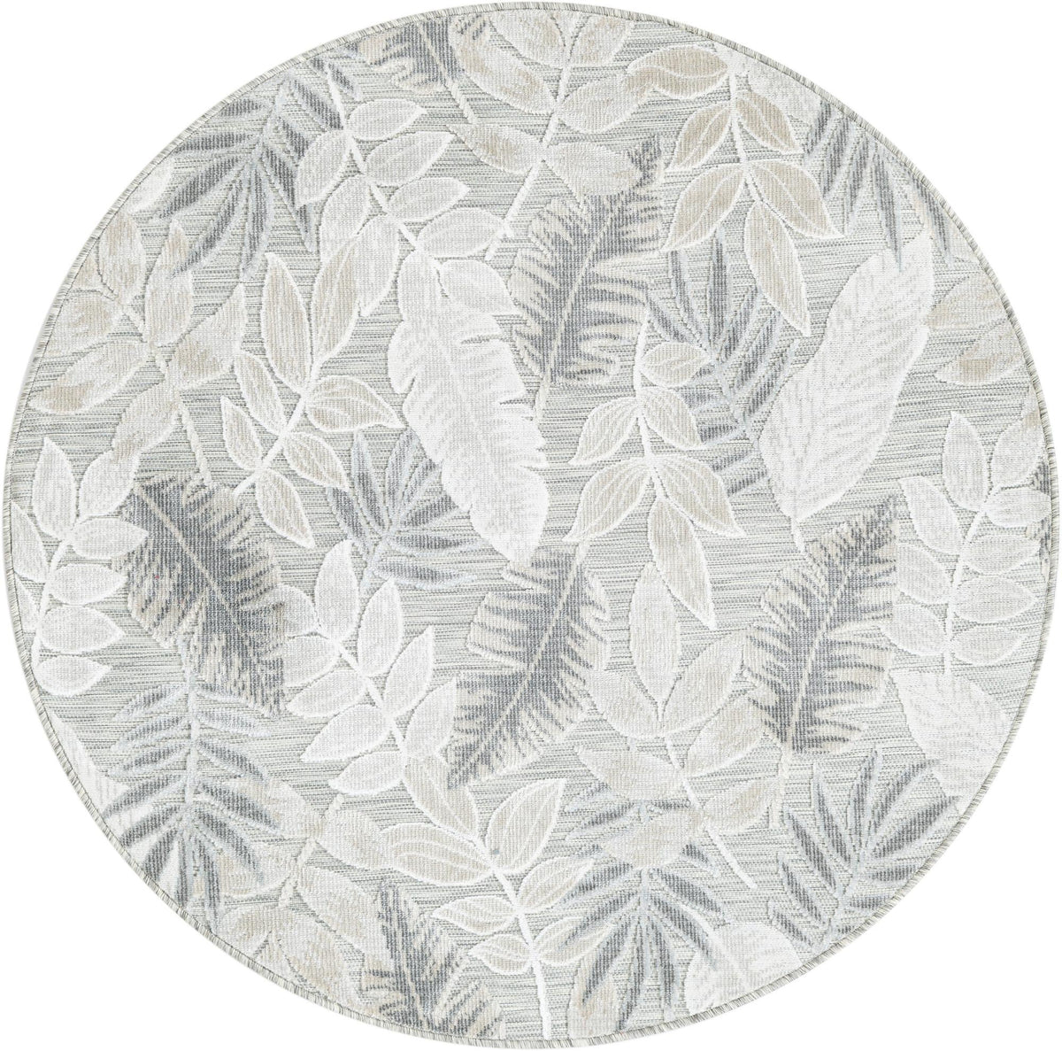 Seaside Blooms Collection Area Rug -  Serene Round Gray  lifestyle 123
