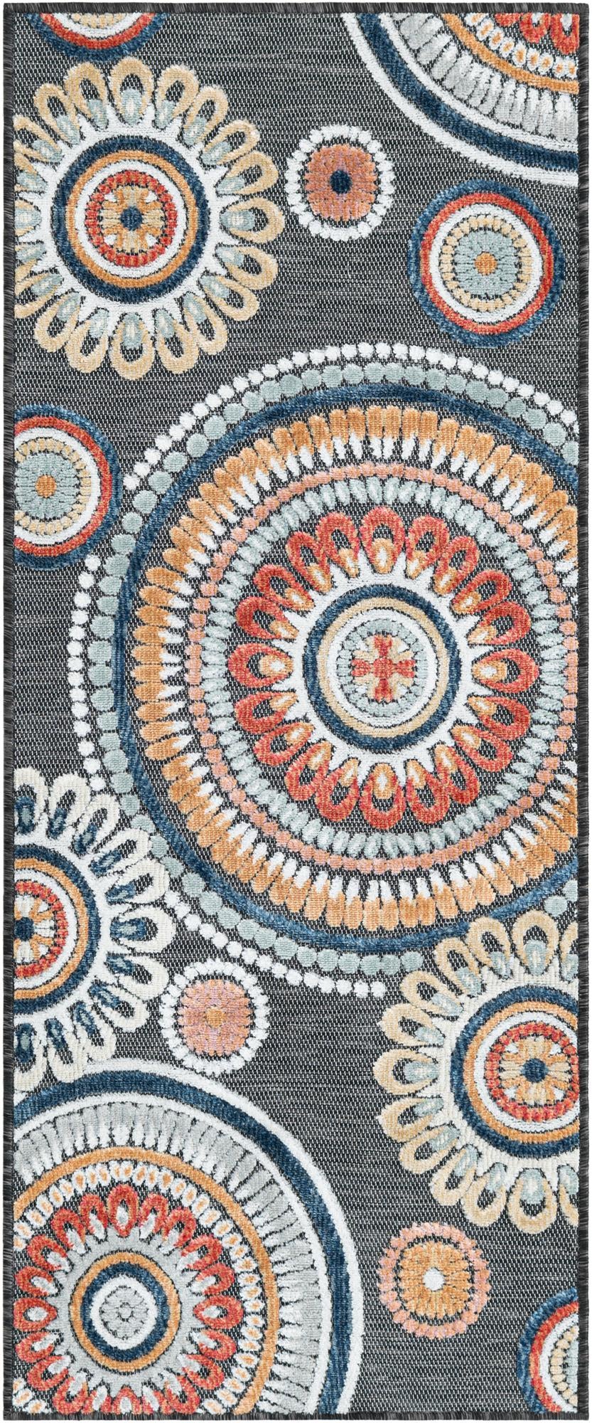 Seaside Blooms Collection Area Rug -  Eden Runner Black  lifestyle 102