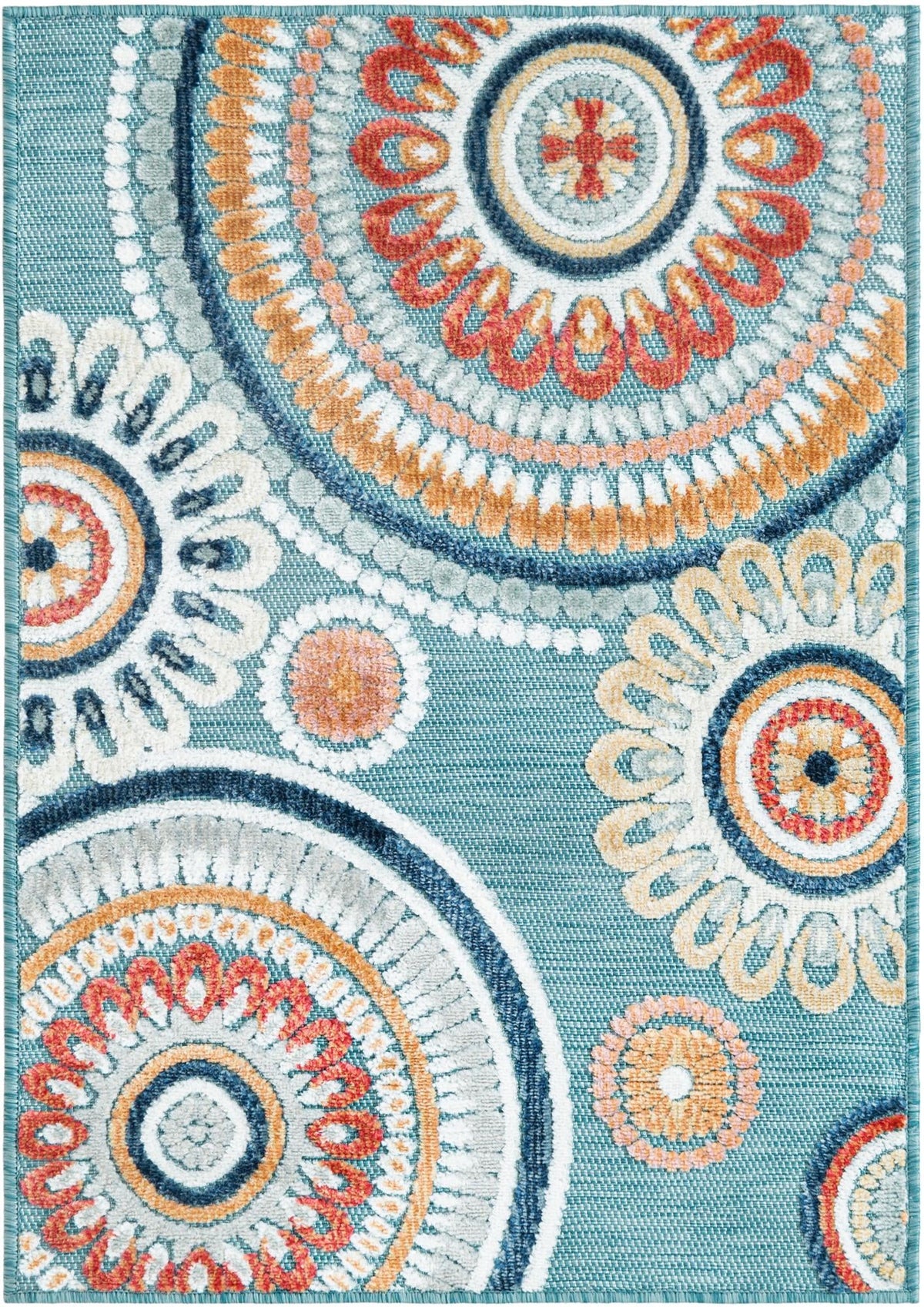 Seaside Blooms Collection Area Rug -  Eden Rectangle Light Blue  lifestyle 3
