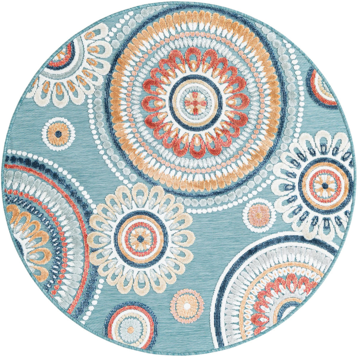 Seaside Blooms Collection Area Rug -  Eden Round Light Blue  lifestyle 107