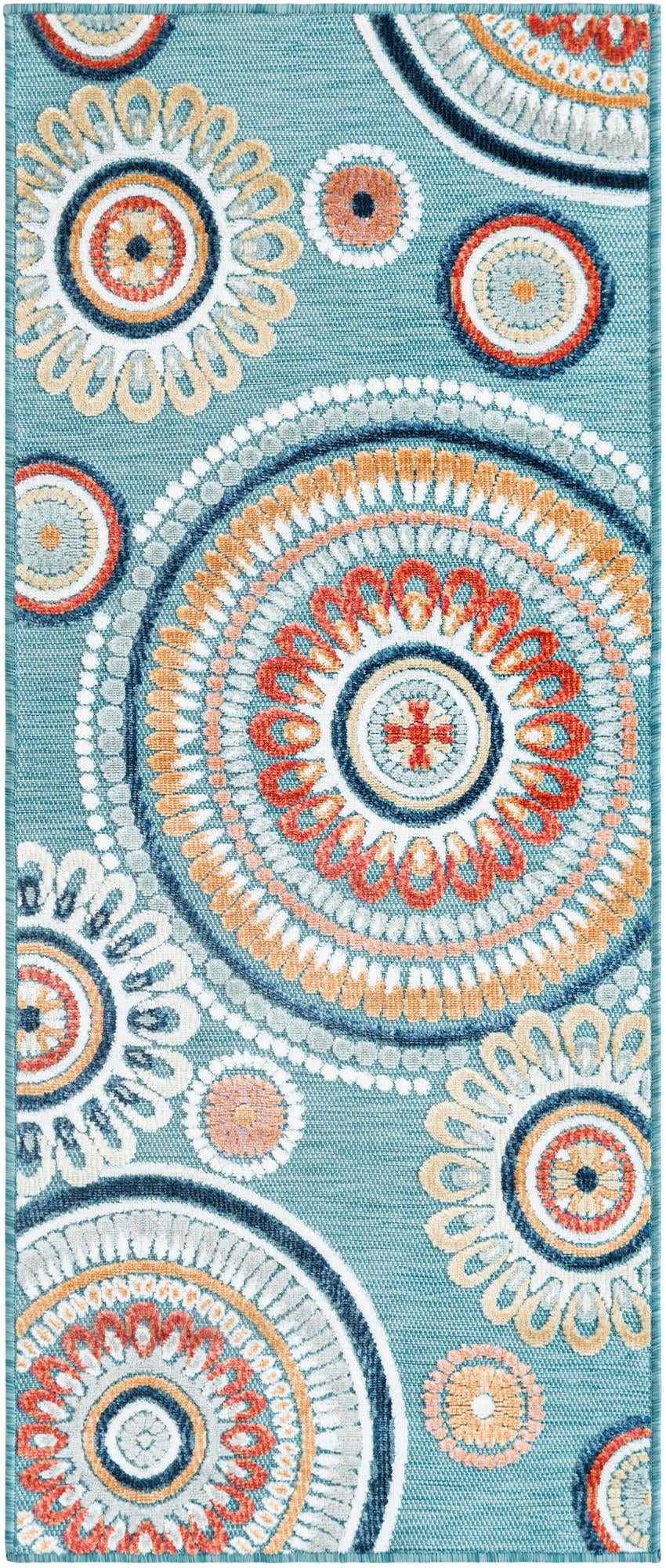 Seaside Blooms Collection Area Rug -  Eden Runner Light Blue  lifestyle 108