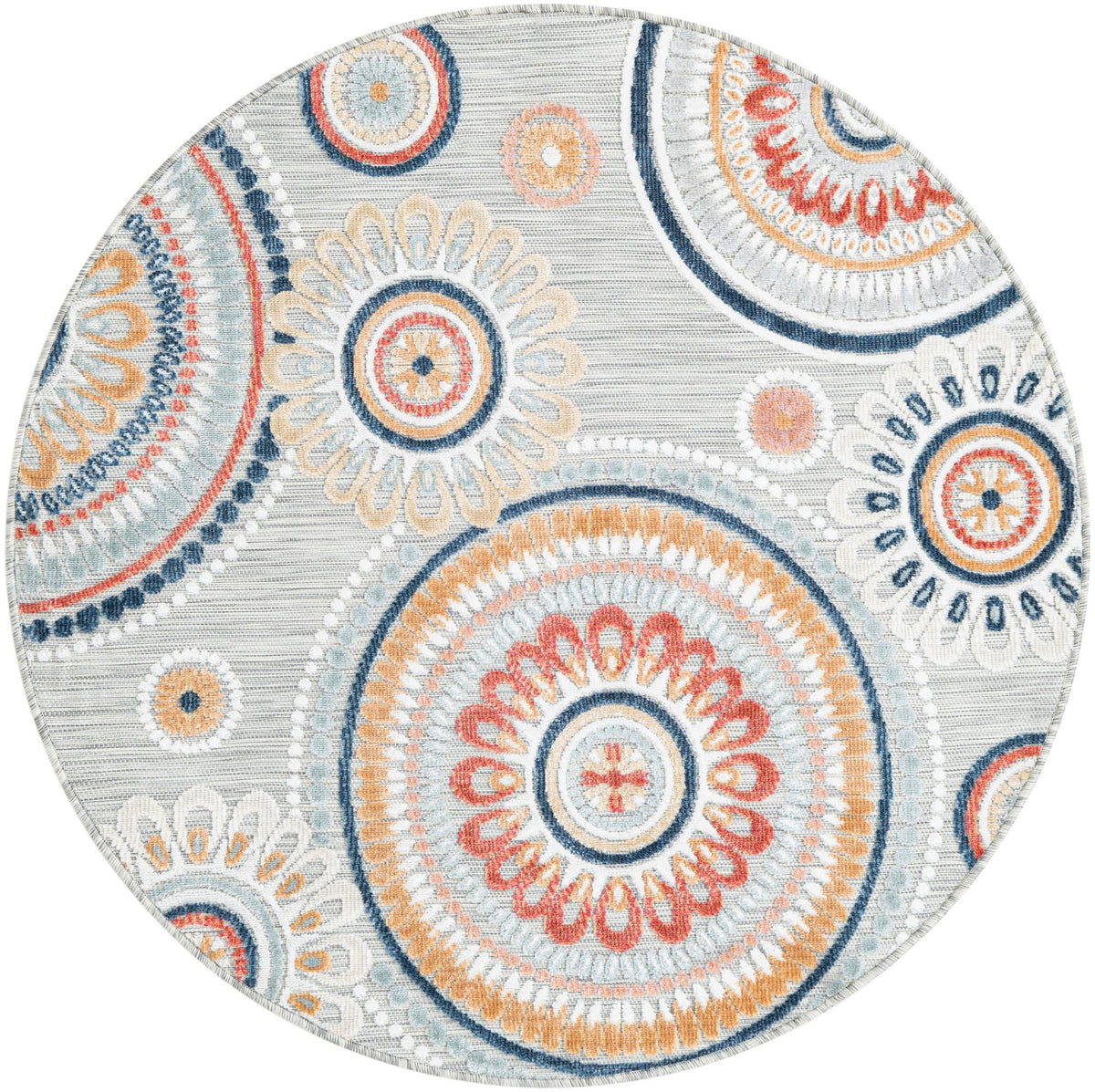 Seaside Blooms Collection Area Rug -  Eden Round Gray  lifestyle 104