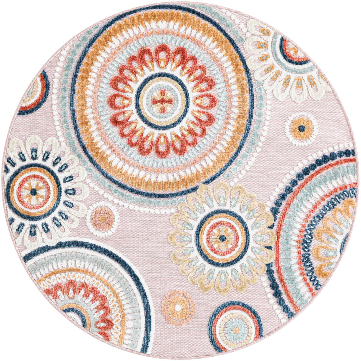 Seaside Blooms Collection Area Rug -  Eden Round Pink  lifestyle 110