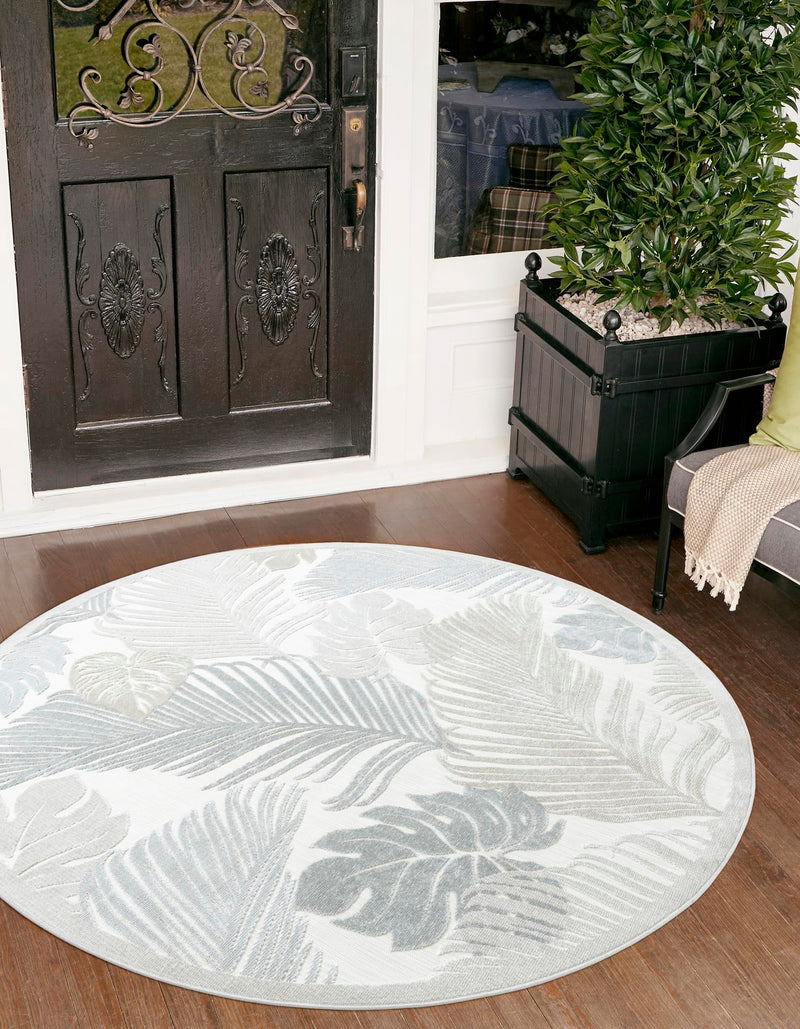 Seaside Blooms Collection Area Rug -  Tranquil Round Gray  lifestyle 30