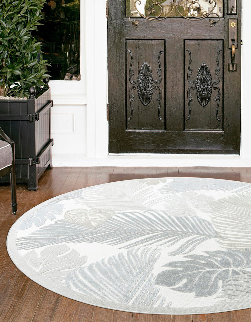 Seaside Blooms Collection Area Rug -  Tranquil Round Gray  lifestyle 36