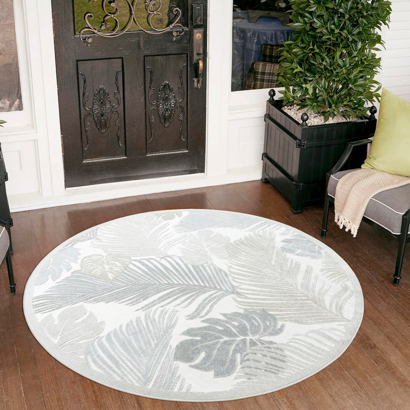 Seaside Blooms Collection Area Rug -  Tranquil Round Gray  lifestyle 46