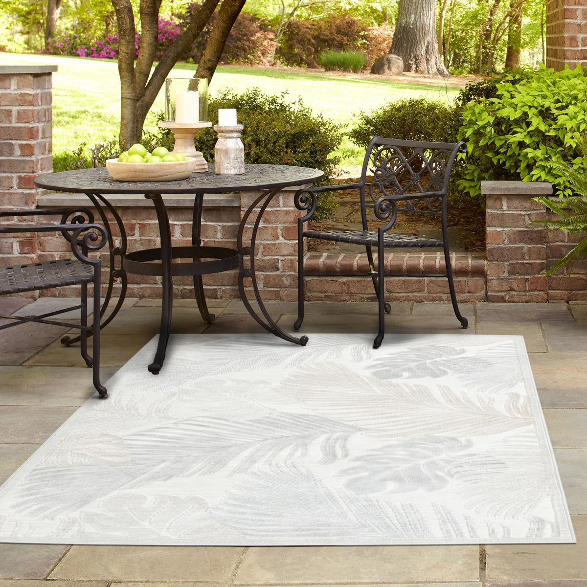 Seaside Blooms Collection Area Rug -  Tranquil Rectangle Gray  lifestyle 28