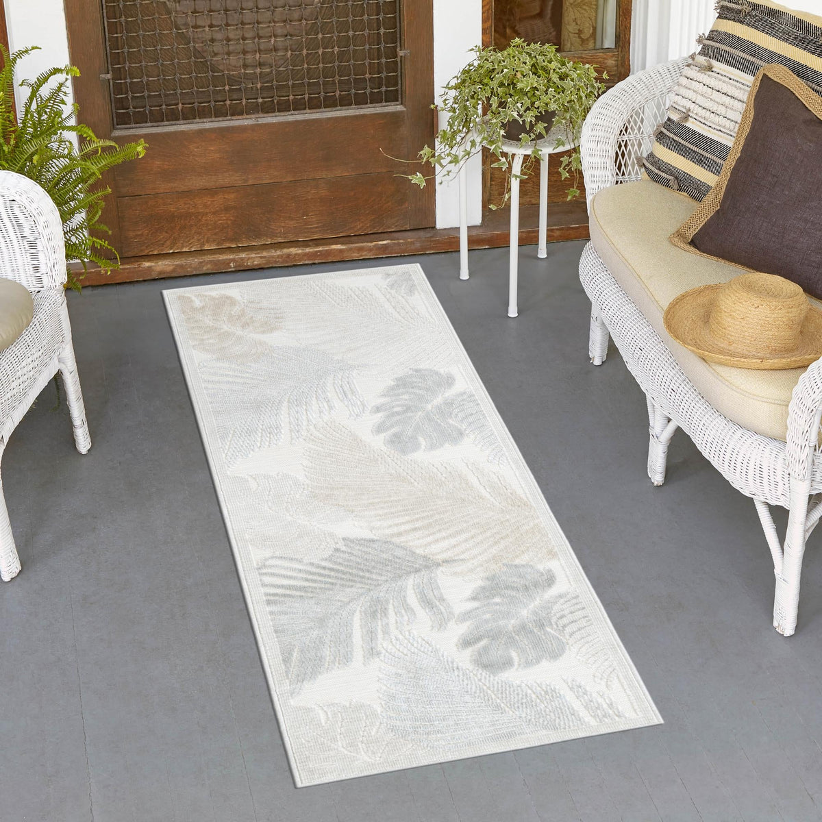 Seaside Blooms Collection Area Rug -  Tranquil Runner Gray  lifestyle 47