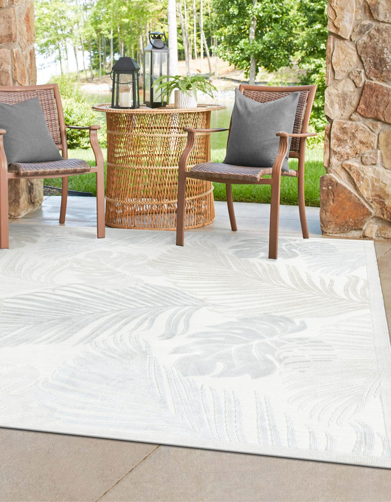 Seaside Blooms Collection Area Rug -  Tranquil Square Gray  lifestyle 38