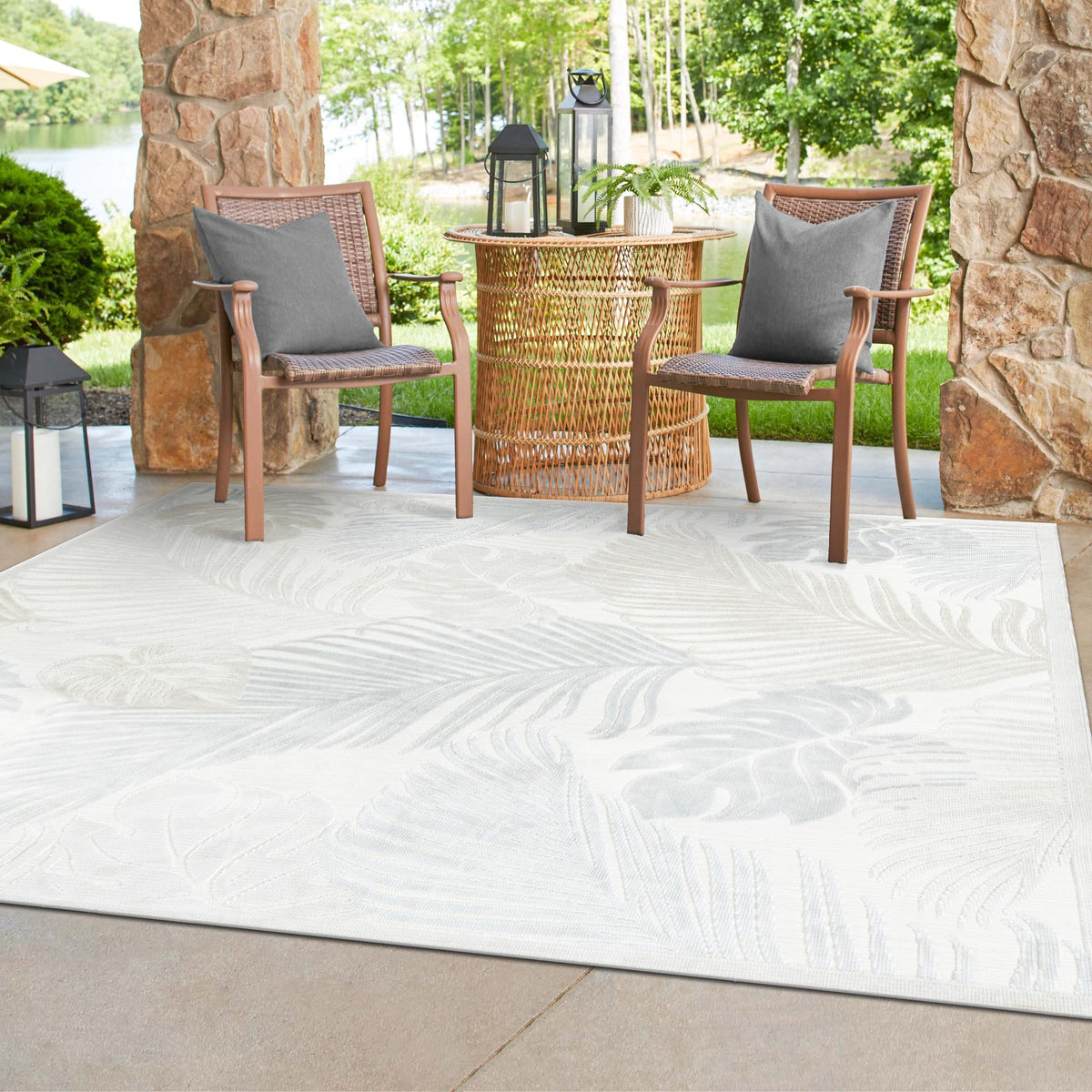 Seaside Blooms Collection Area Rug -  Tranquil Square Gray  lifestyle 54