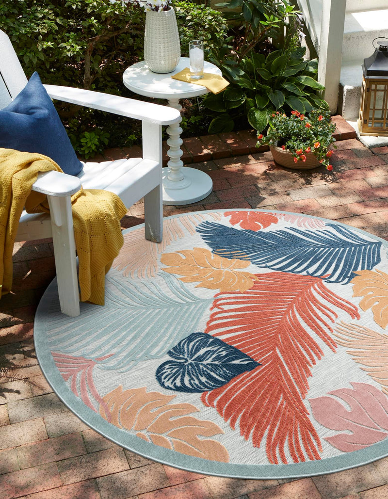 Seaside Blooms Collection Area Rug -  Tranquil Round Multi  lifestyle 33