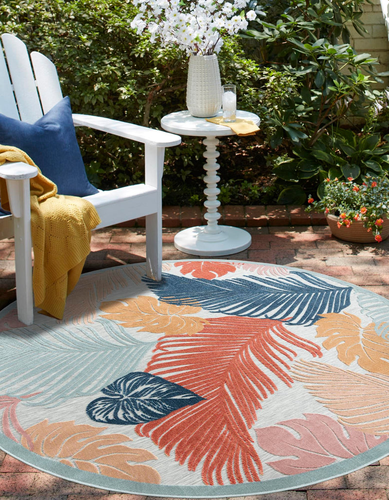 Seaside Blooms Collection Area Rug -  Tranquil Round Multi  lifestyle 39