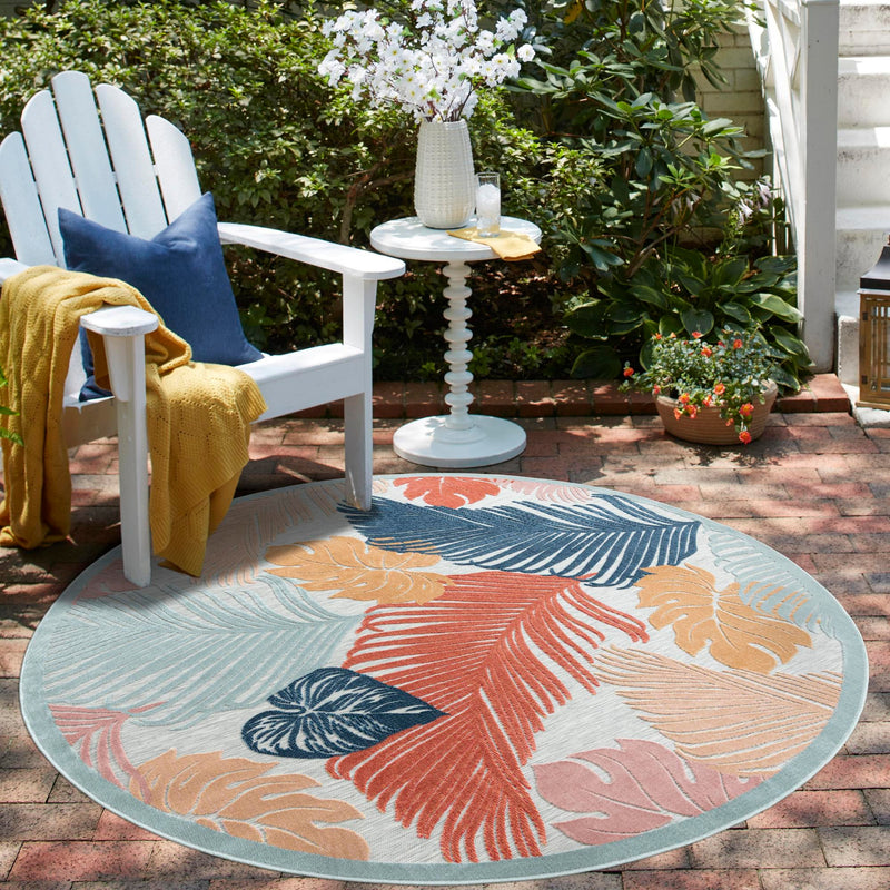 Seaside Blooms Collection Area Rug -  Tranquil Round Multi  lifestyle 55