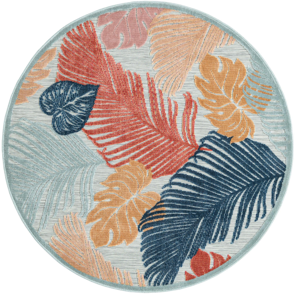 Seaside Blooms Collection Area Rug -  Tranquil Round Multi  lifestyle 79