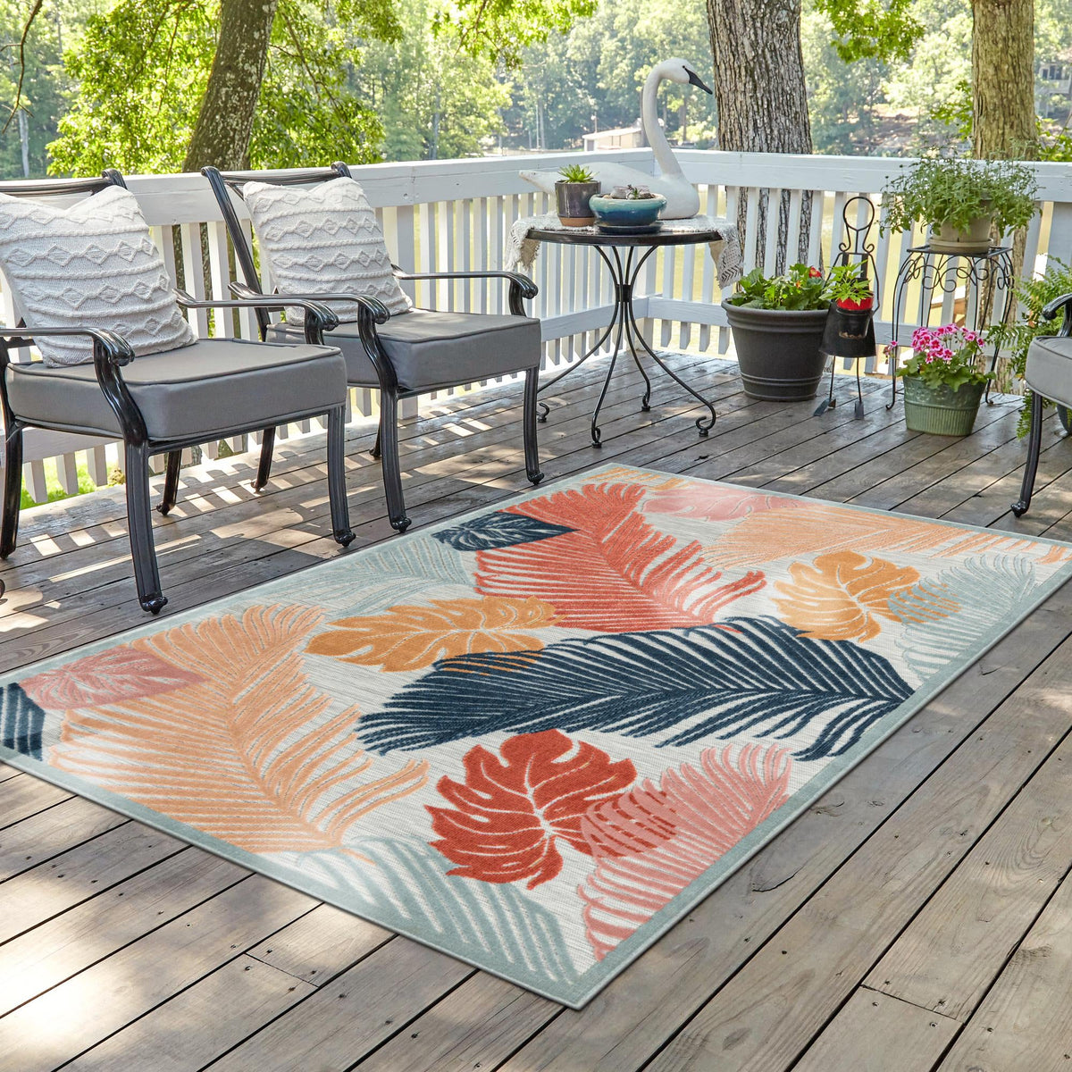 Seaside Blooms Collection Area Rug -  Tranquil Rectangle Multi  lifestyle 29