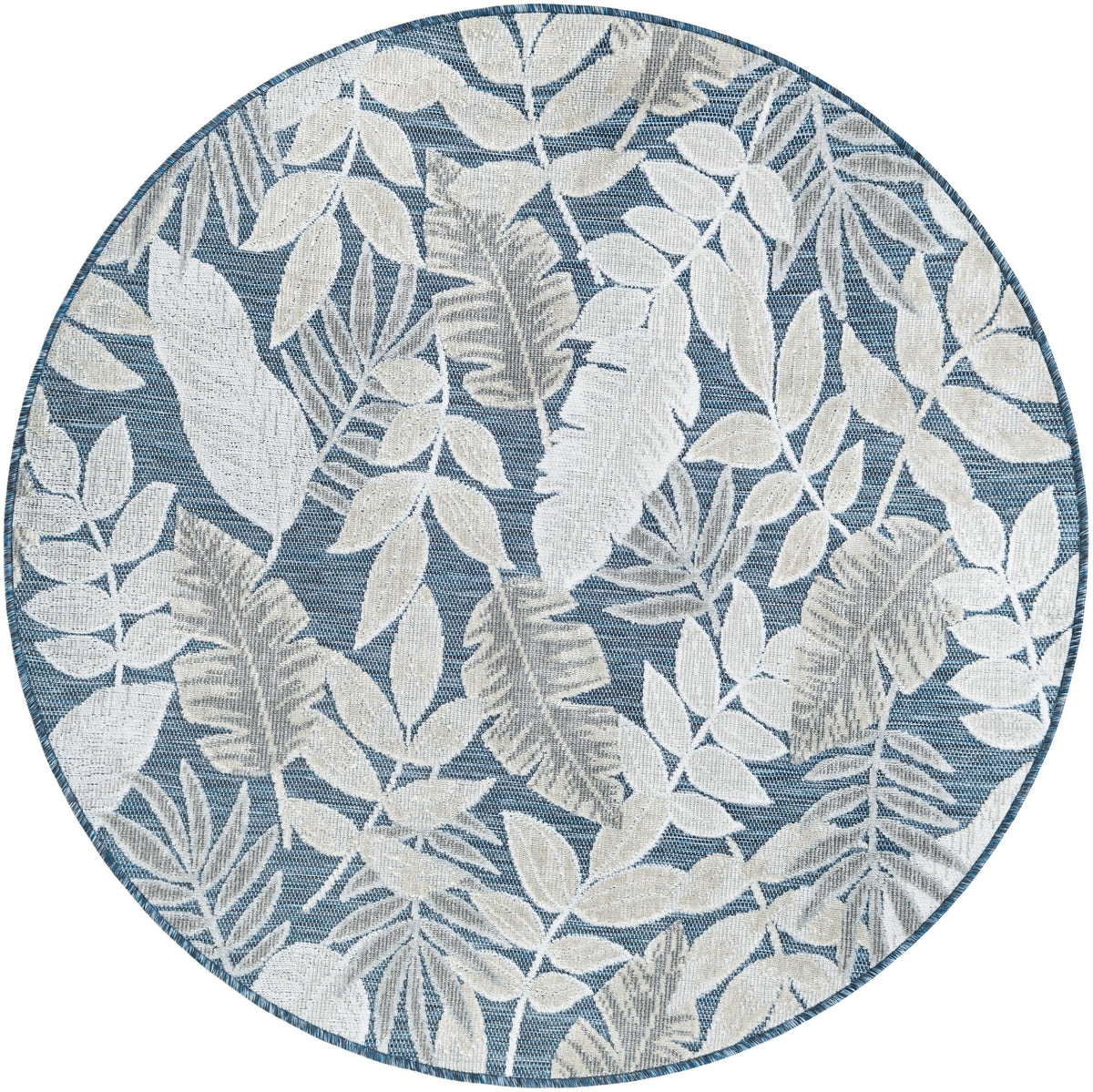 Seaside Blooms Collection Area Rug -  Serene Round Navy Blue  lifestyle 131