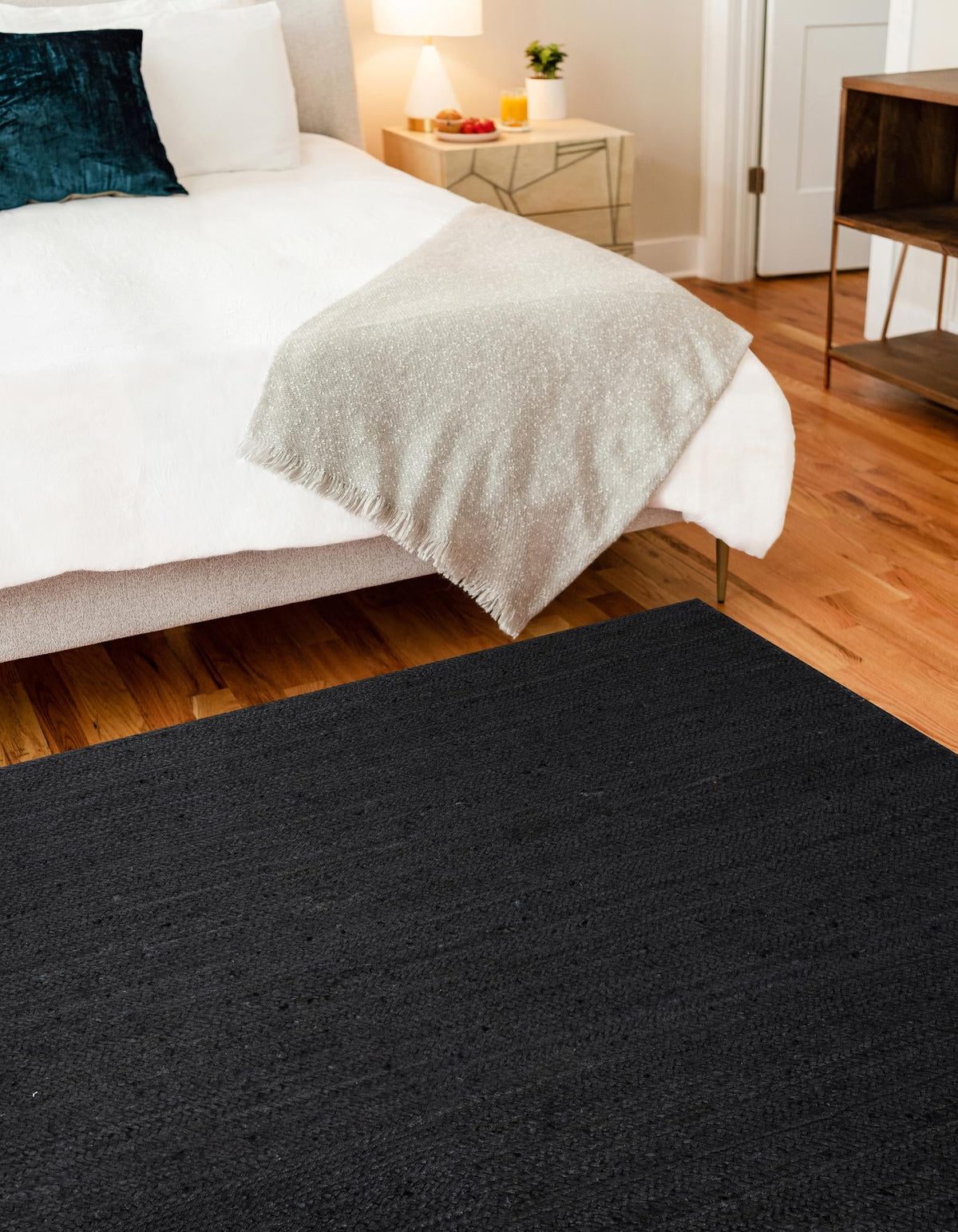 Woven Seaside Jute Collection Area Rug - Martha's Rectangle Black  lifestyle 7
