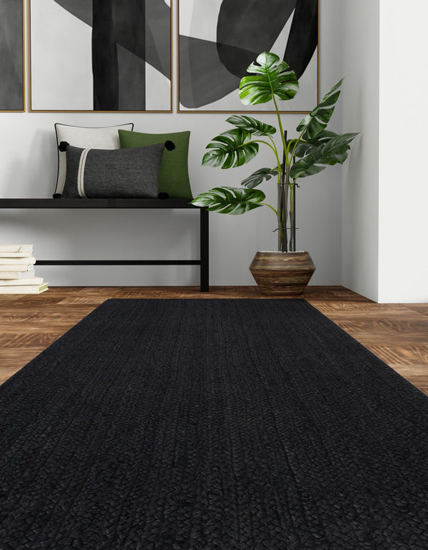 Woven Seaside Jute Collection Area Rug - Martha's Runner Black  lifestyle 47