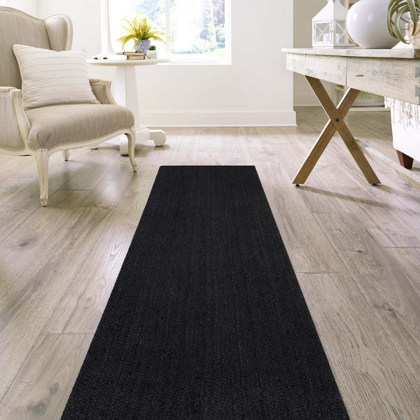 Woven Seaside Jute Collection Area Rug - Martha's Runner Black  lifestyle 91