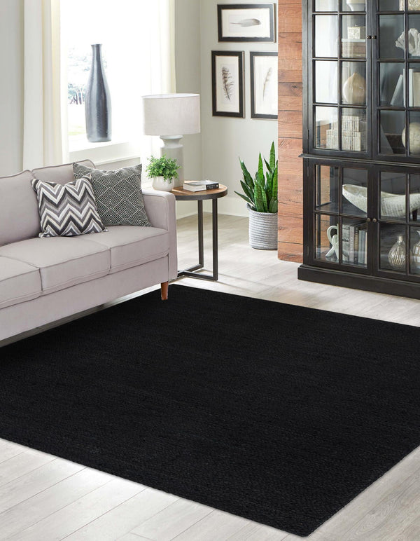 Woven Seaside Jute Collection Area Rug - Martha's Square Black  lifestyle 35