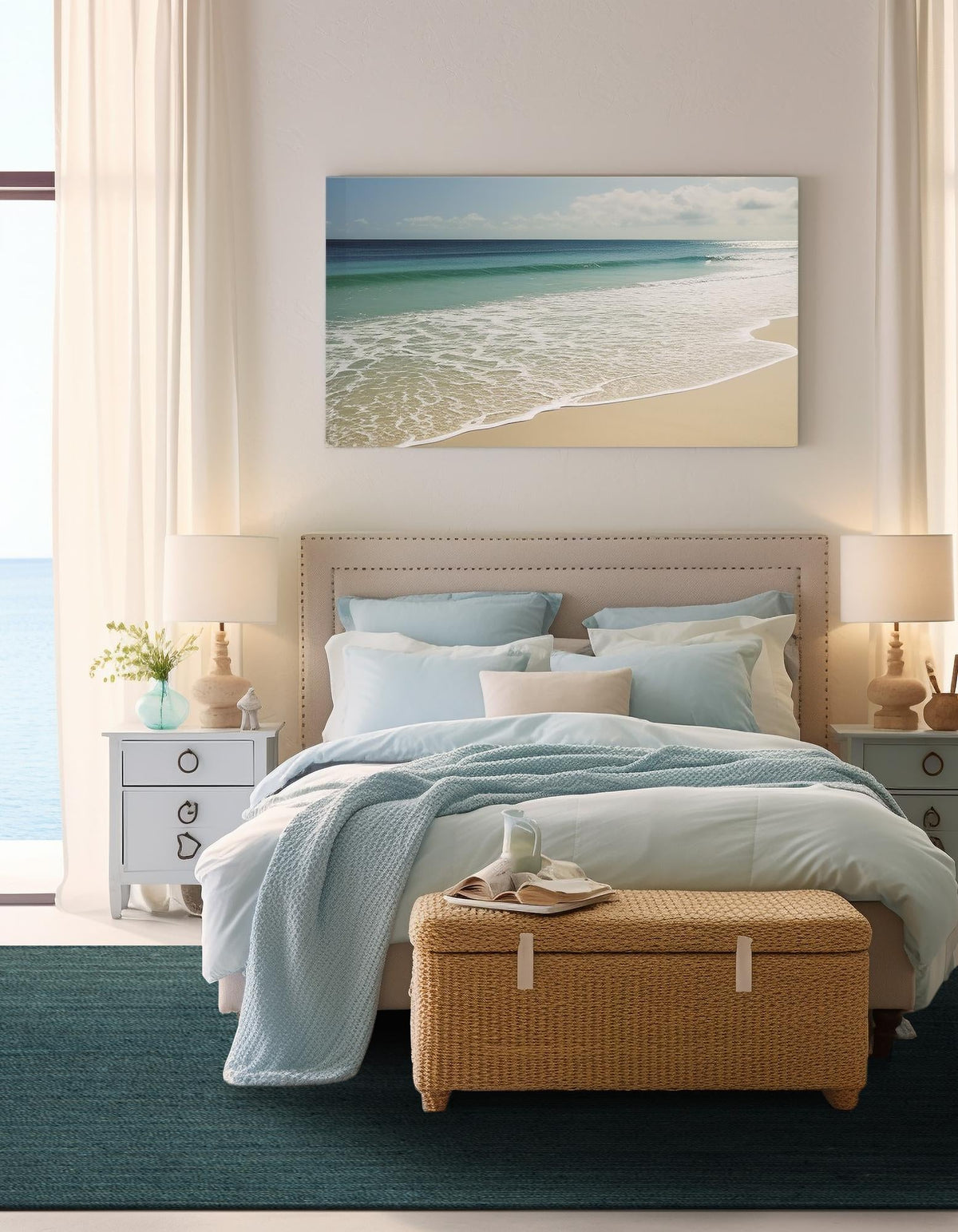 Woven Seaside Jute Collection Area Rug - Martha's Rectangle Green  lifestyle 8