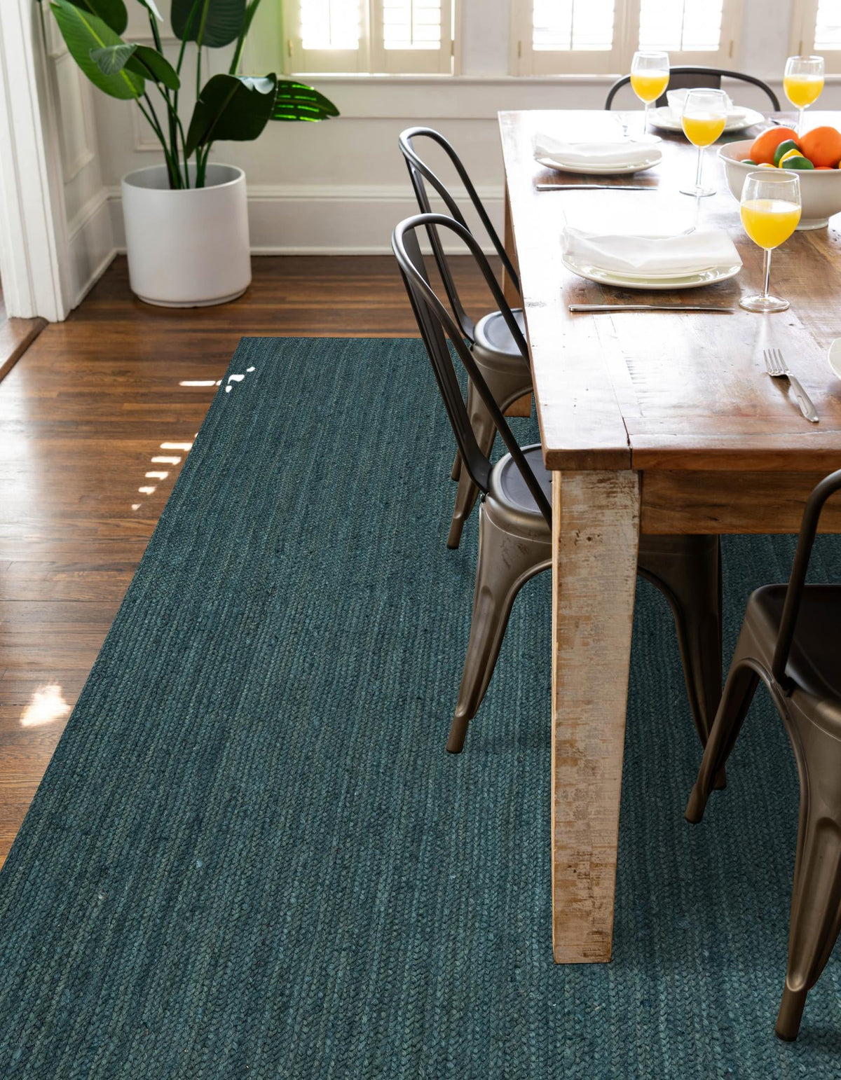Woven Seaside Jute Collection Area Rug - Martha's Rectangle Green  lifestyle 16