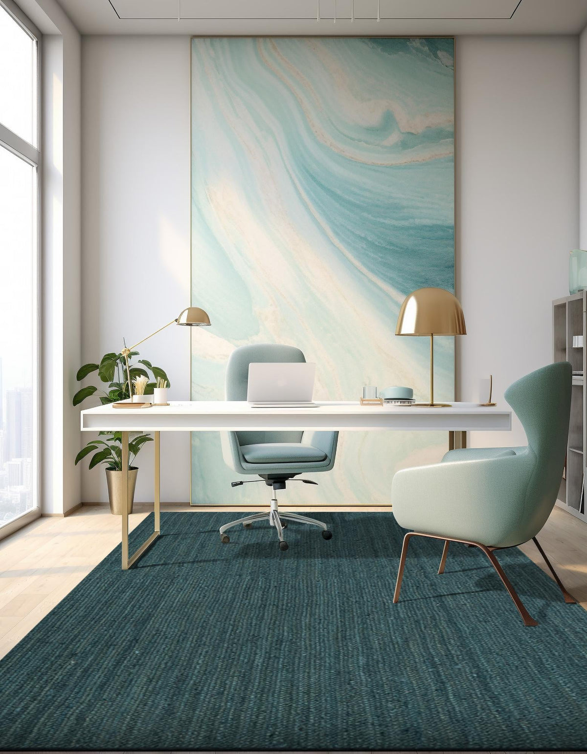 Woven Seaside Jute Collection Area Rug - Martha's Rectangle Green  lifestyle 18