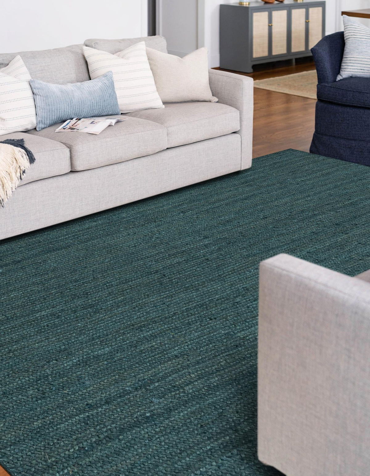 Woven Seaside Jute Collection Area Rug - Martha's Rectangle Green  lifestyle 20