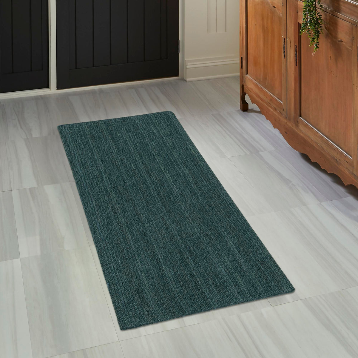 Woven Seaside Jute Collection Area Rug - Martha's Runner Green  lifestyle 85