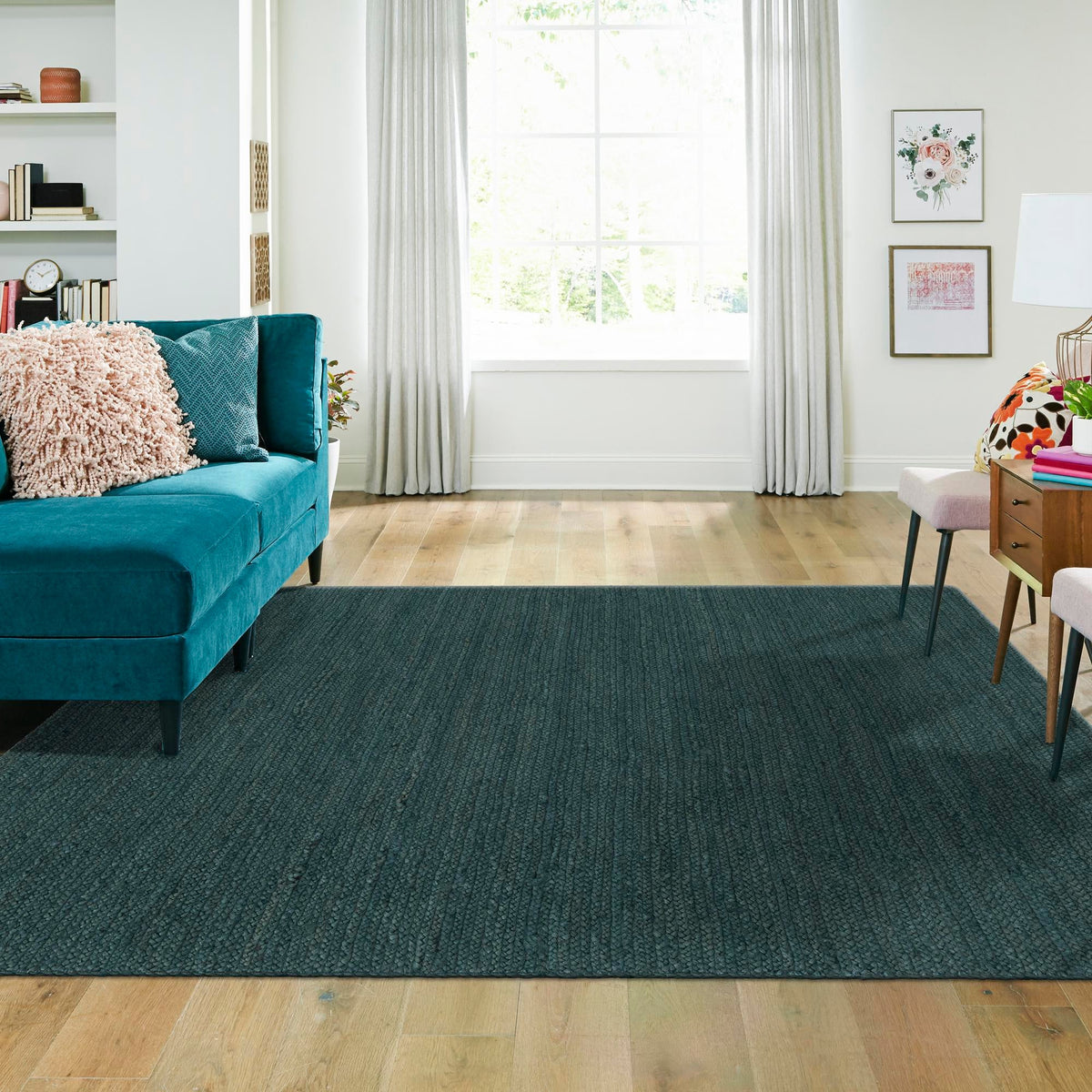 Woven Seaside Jute Collection Area Rug - Martha's Square Green  lifestyle 94