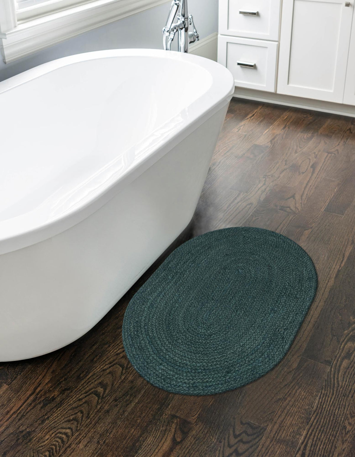 Woven Seaside Jute Collection Area Rug - Martha's Oval Green  lifestyle 44