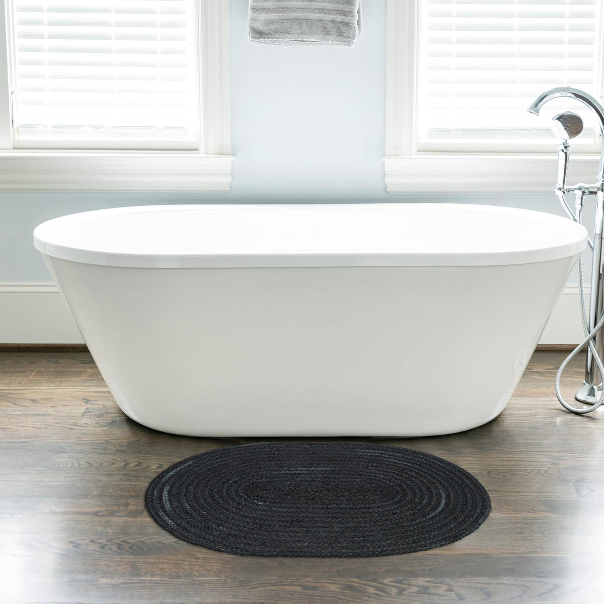 Woven Seaside Jute Collection Area Rug - Martha's Oval Black  lifestyle 98