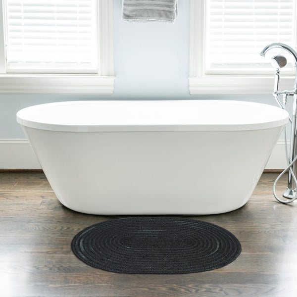 Woven Seaside Jute Collection Area Rug - Martha's Oval Black  lifestyle 98