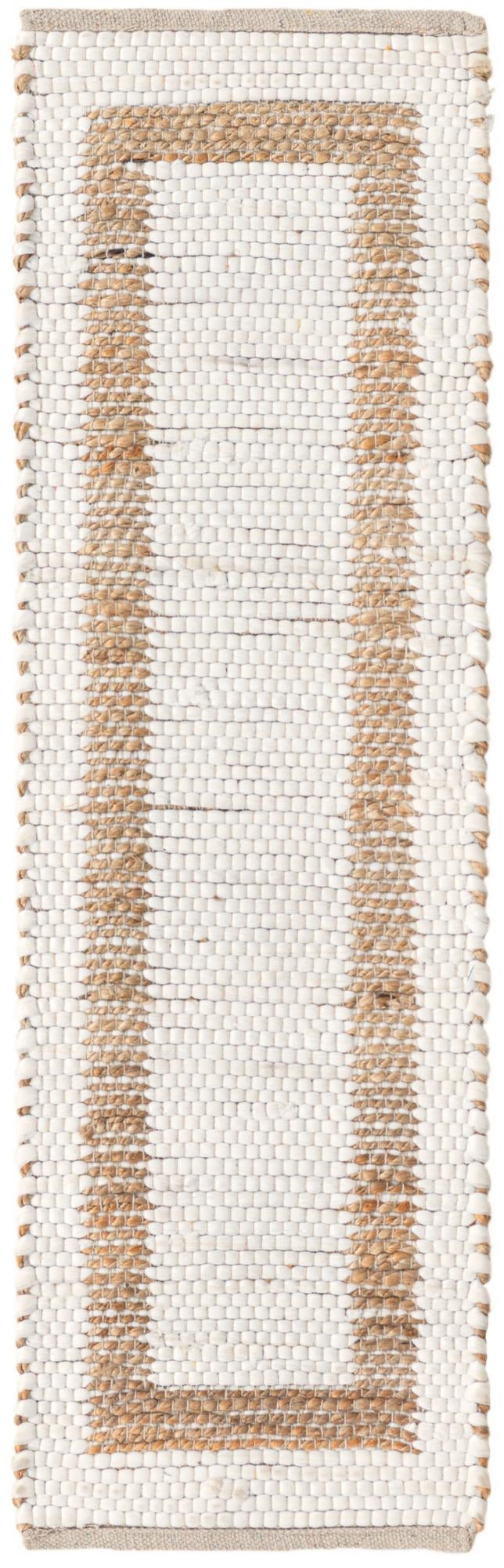 Osian Looms Collection Area Rug - Durham Table Runner Natural and White  lifestyle 157
