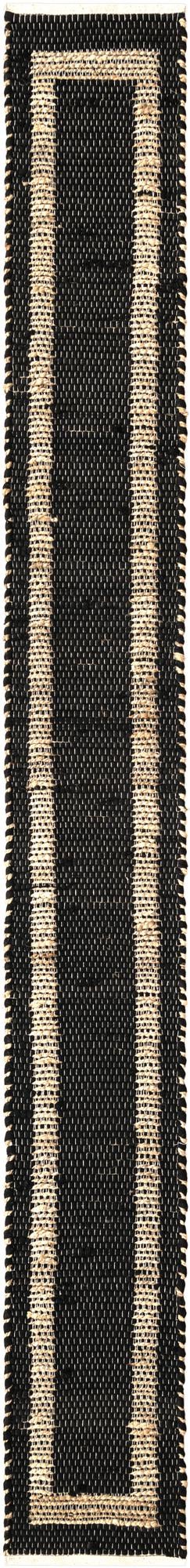 Osian Looms Collection Area Rug - Durham Table Runner Black  lifestyle 159
