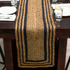 Woven Seaside Jute Collection Area Rug - Nantucket Table Runner Natural and Navy Blue  lifestyle 88