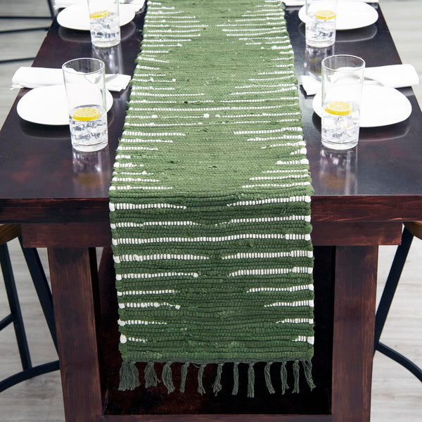 Thar Cotton Collection Area Rug - Jaisalmer (Green) Table Runner Green  lifestyle 38