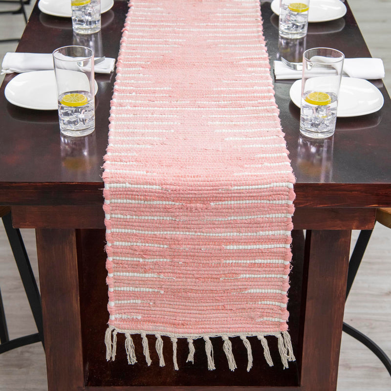 Thar Cotton Collection Area Rug - Jaisalmer (Rose) Table Runner Rose  lifestyle 51