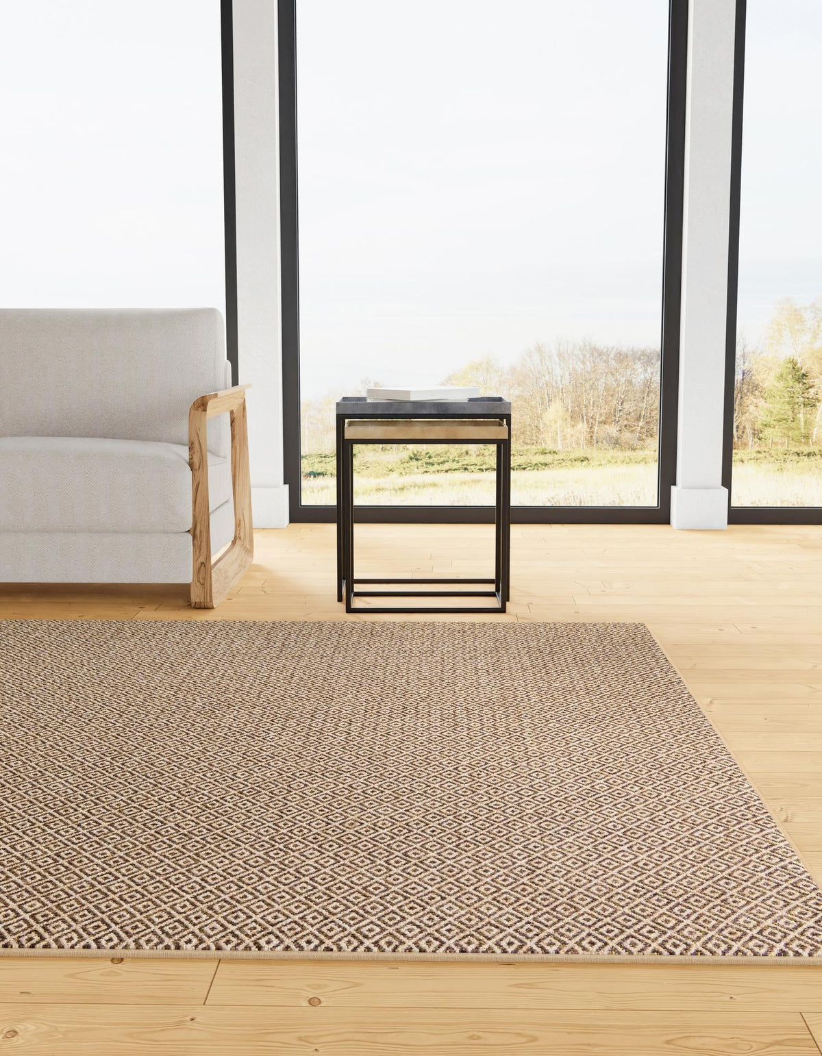 Sahara Sands Collection Area Rug -  Amarna Square Natural and Brown  lifestyle 22