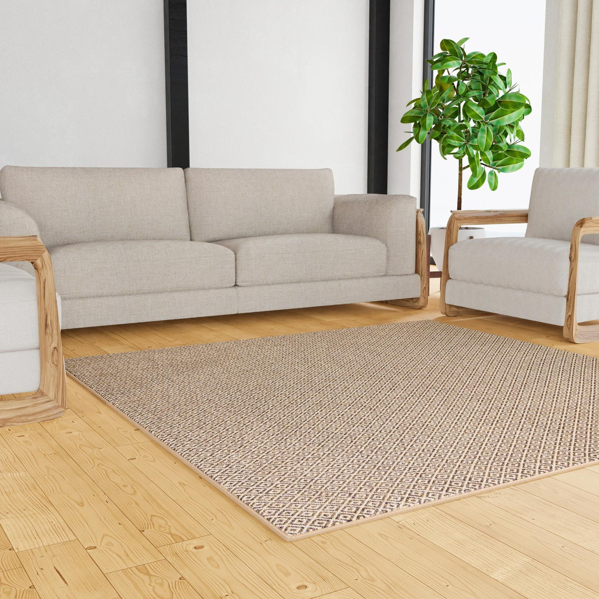 Sahara Sands Collection Area Rug -  Amarna Square Natural and Brown  lifestyle 46